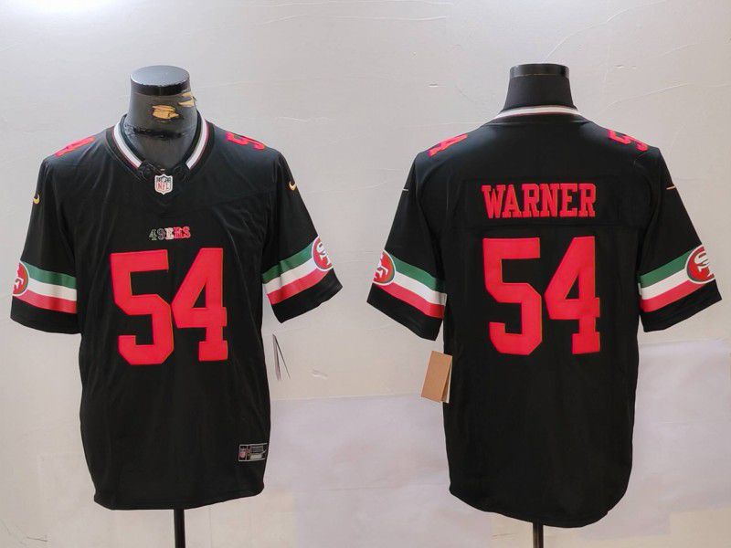 Men San Francisco 49ers #54 Warner Black Mexico three generations 2024 Nike Vapor Limited NFL Jersey style 1
